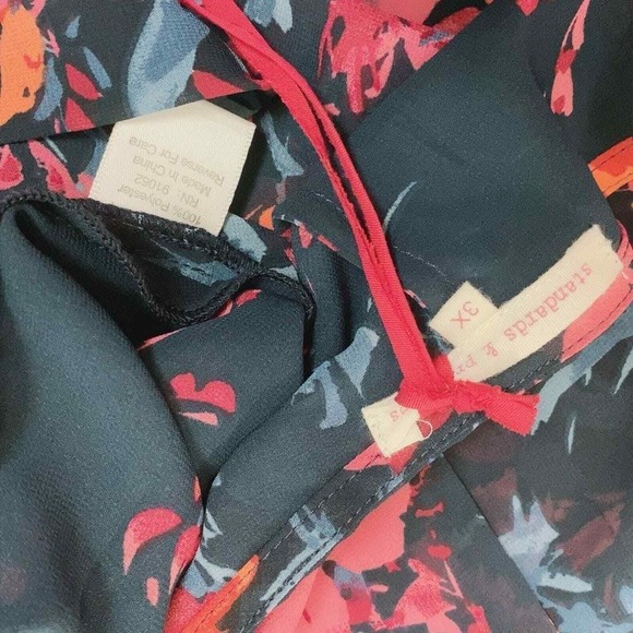 WOMAN'S Plus 3X Standards and Practices Blue Floral High Low Wrap Top Blouse - Picture 11 of 12